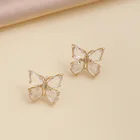 Earrings Earrings Gold Plated Candy Color Shining Glass And Copper Butterfly Earrings Women Stud Earrings