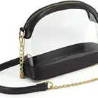 Leather Handbag Clear Crossbody Bag With Vegan Leather Trim Stadium Approved Women Shoulder Handbag
