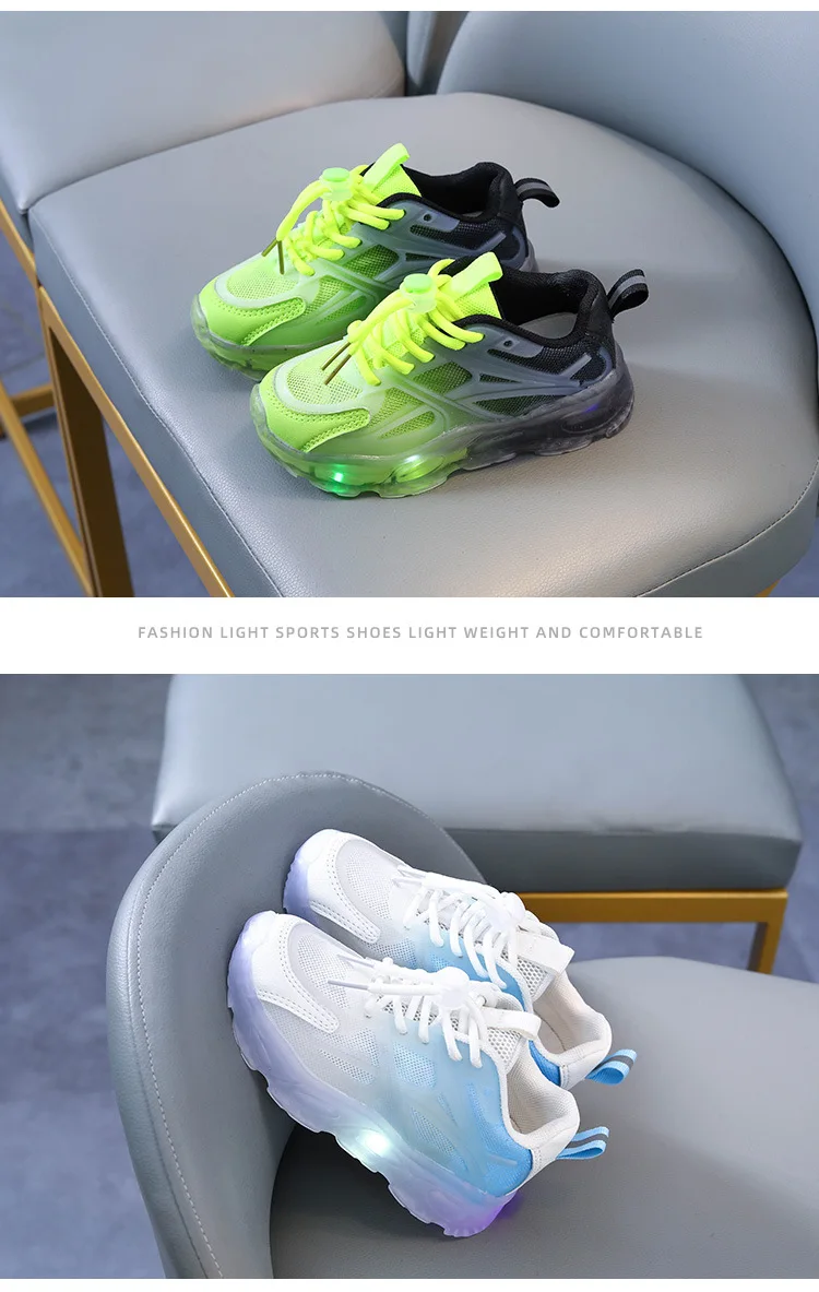 High Quality LED Light Children's Court Sneakers Breathable Lightweight Mesh Shoes for Boys and Girls Daddy Shoes supplier