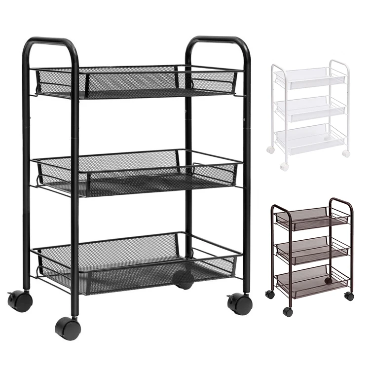 Wholesale 4-Tier Slim Rolling Storage Cart Narrow Kitchen Cart with Handle and Lockable Casters for Kitchen Bathroom