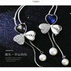 Pearl Pendant Adjustable Length Fashion Diamond Pearl Shamrock Pendant Necklace For Ladies