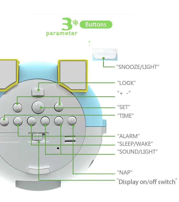 Lovely Kids Table Lamp Cartoon Cute Owl Digital Alarm Clock Children Sleep Training Toddler Led Table Night Lights