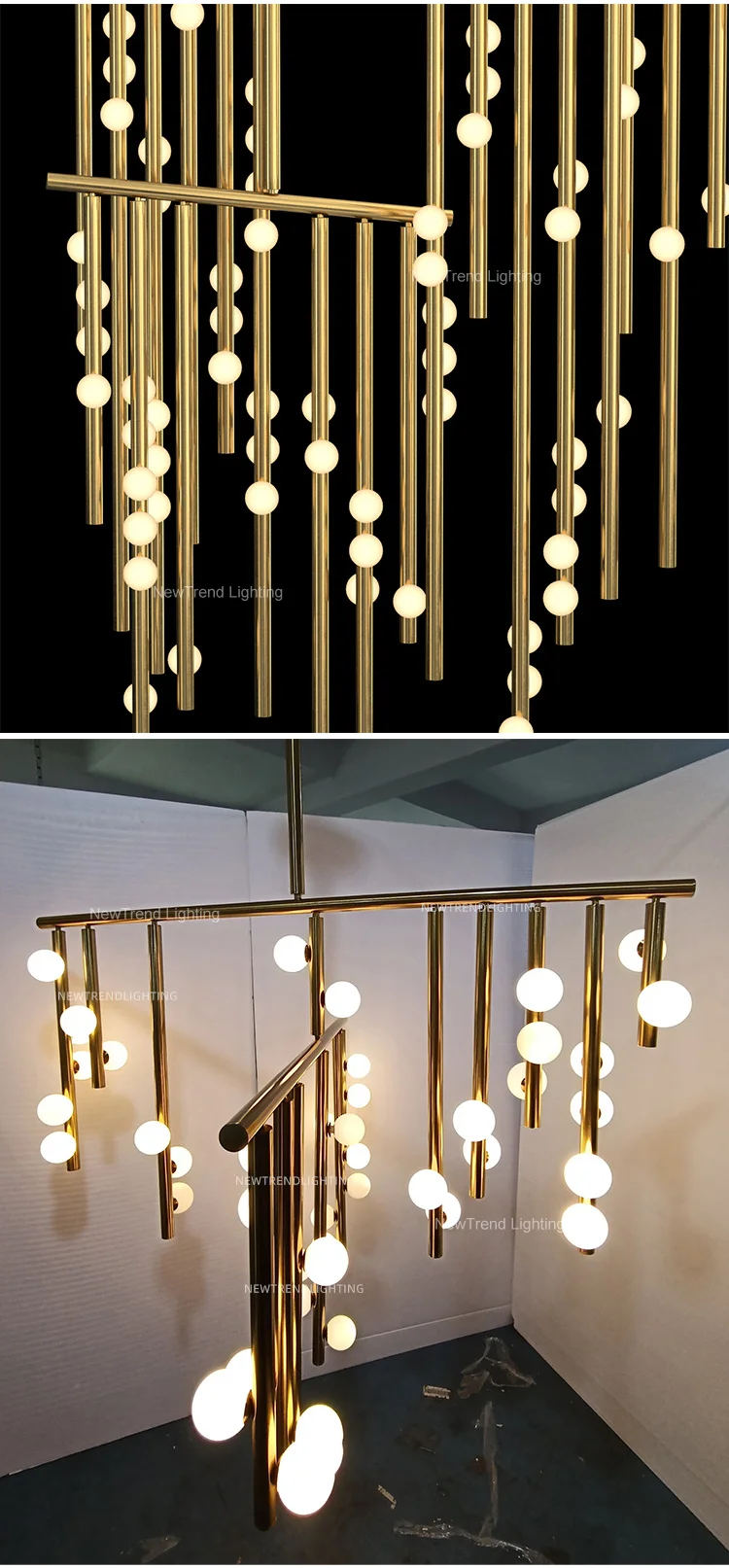 CPL-324 Modern Indoor Decoration Pendant Light Chandelier Villa Staircase Frame Glass Sphere LED Chandelier supplier