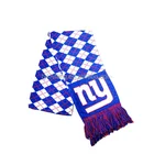 Scarf Fan Scarf Logo Custom Knitted Football Club Fan Scarf Blue White Diamond Check Winter Scarf