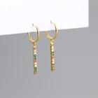 Earrings Earrings SKA Fashion Color Stone Earrings Mixed Color Zircon S925 Sterling Silver Strip Earrings