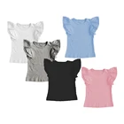 Cotton Baby Toddler Girl Clothes Blank Boutique Ruffle Baby Clothes T-Shirt Summer Girls Pajama Short Sets