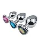 Anal 3 Size Unisex Heart Shape Bottom Anal Butt Plugs Metal Crystal Sex Toys For Men/Women Adult Products For Couples