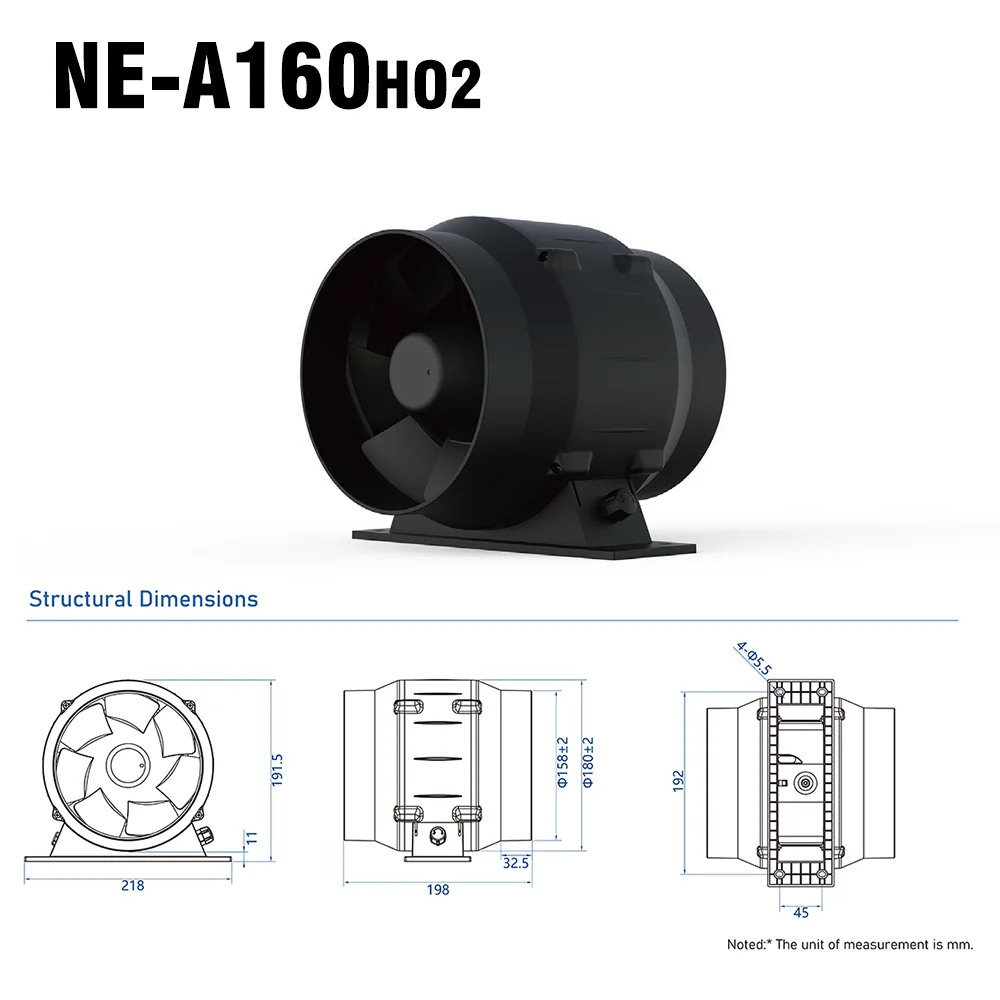 Inline Duct Fan, Waterproof, IP68, Plastic, HVAC - detail 10