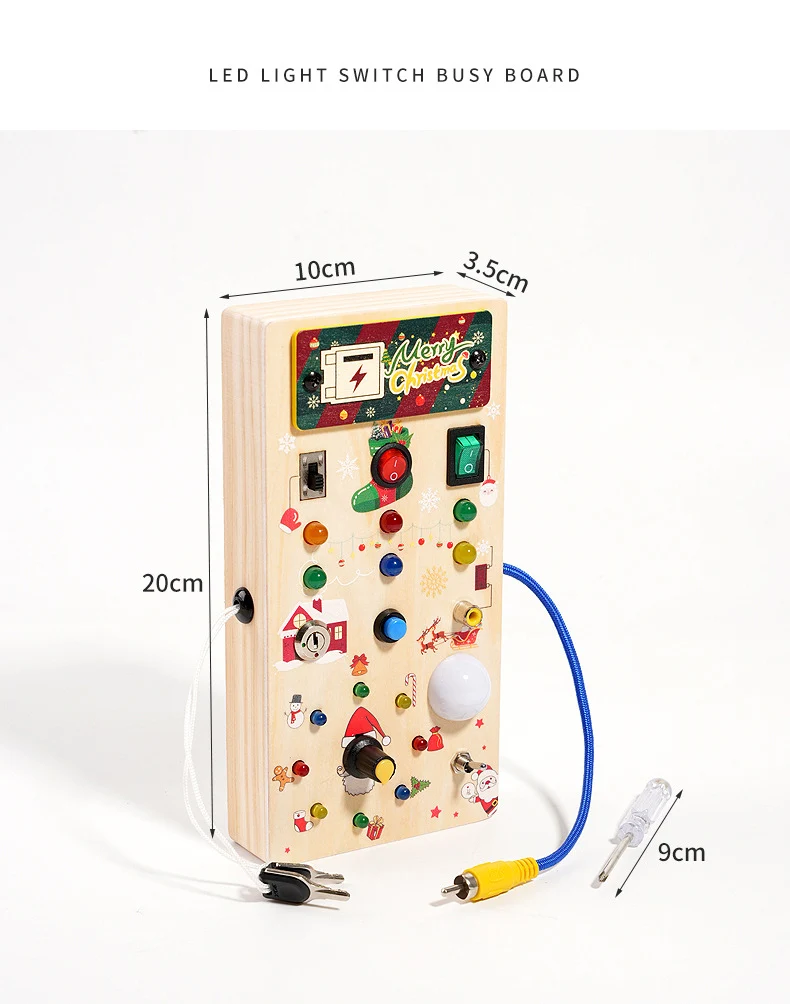 Jouets éducatifs pour enfants, lumière LED électronique, planche sensorielle en bois, jouets montessori pour tout-petits, cadeaux de noël, usine