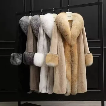 Europe and the United States new coat women's long autumn and winter coat women's large size thick imitation fur coat loose warm