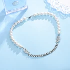 Pearl Jewelry Dainty Chain Necklace Women Punk Dainty Lotus Hollow Accessories Shell Pearl Jewelry Choker Chain Necklace