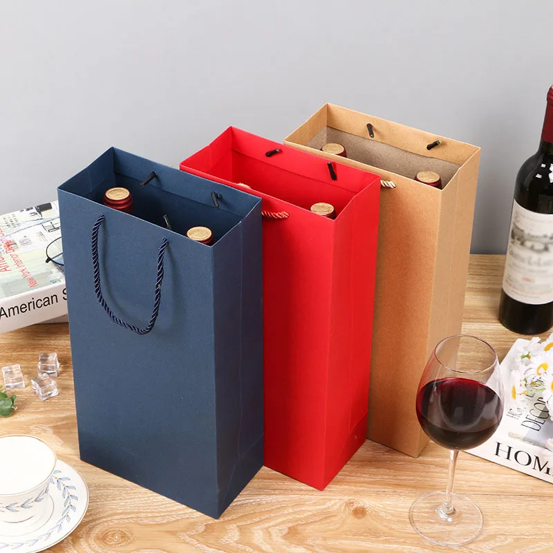 Full color wholesale custom size logo high quality portable gift packaging with window paper bag for wine bottle Full color wholesale custom size logo high quality portable gift packaging with window paper bag for wine bottle