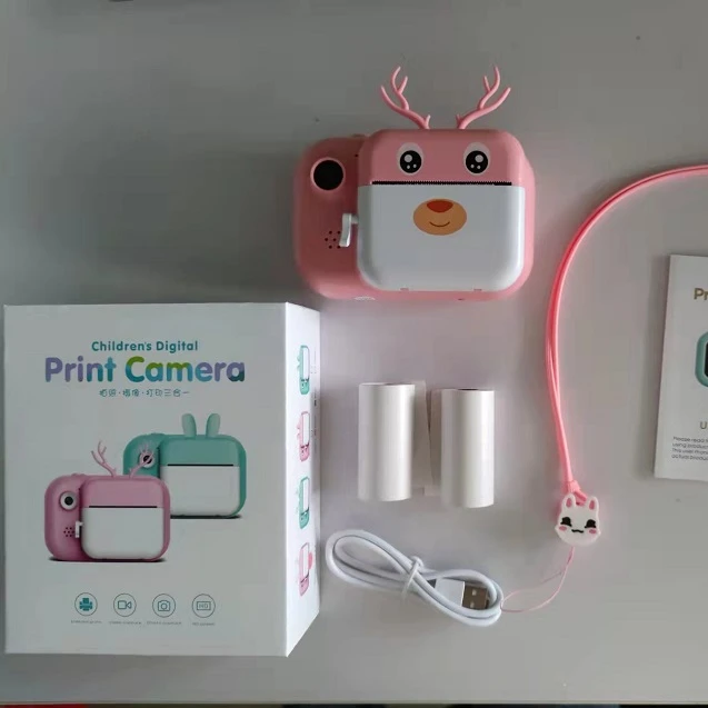 Digital Zero Ink Video Camera with 3 Rolls Print Paper Upgrade Selfie Kids Printomatic Digital Instant Print Camera