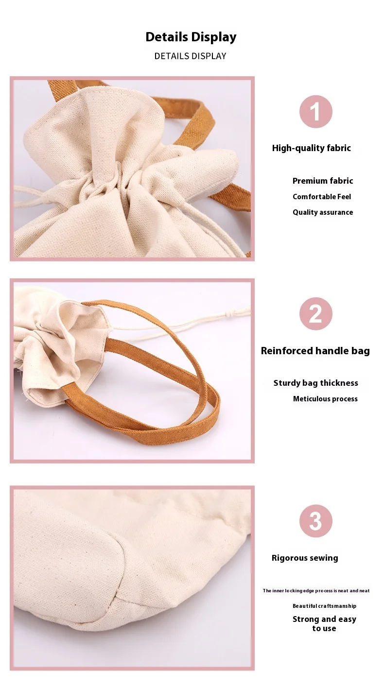 Solid Color Artistic Canvas Tote Bag with Simple Drawstring Design Mini Mobile Phone Key Storage Fashionable Letter Pattern manufacture