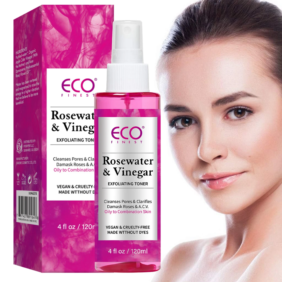 Facial Mist Rosewater & Vinegar Exfoliating Toner with Apple Cider