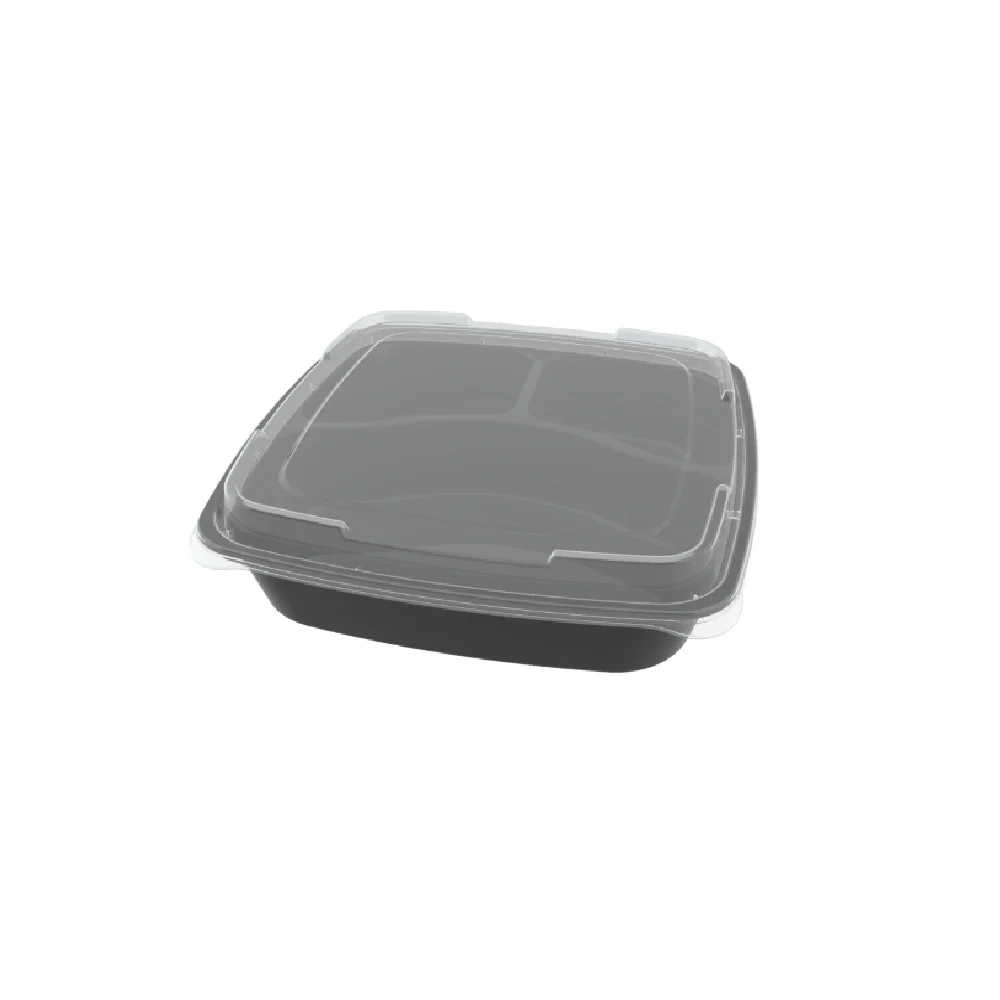 Plastic 3 components disposable tiffin containers/throw-away lunch box/one-time messtin