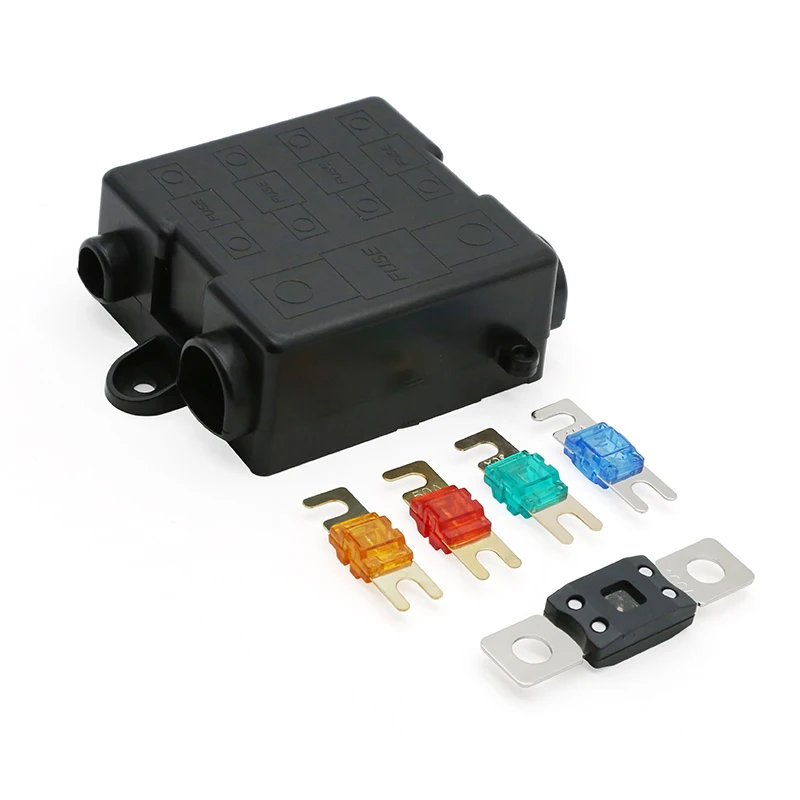 Bolt Down Fuse Holder with 4 Position MIDI Fuse and 1 Position MEGA Fuse for 48V DC Automotive Applications
