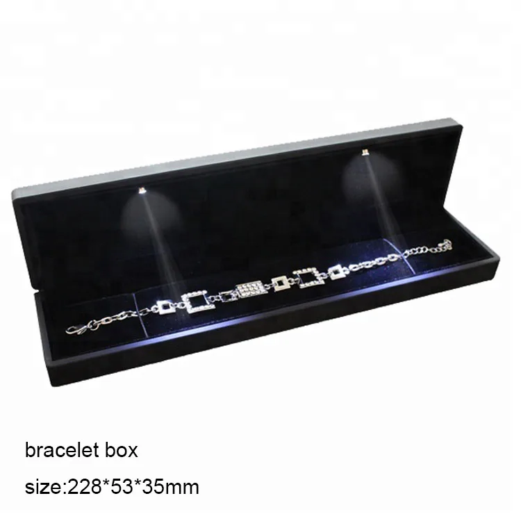 Hot Custom Color LED Light Ring Box High-End Velvet Material for Ring Bracelet Pendant Bangle Jewellery Box with Custom LOGO