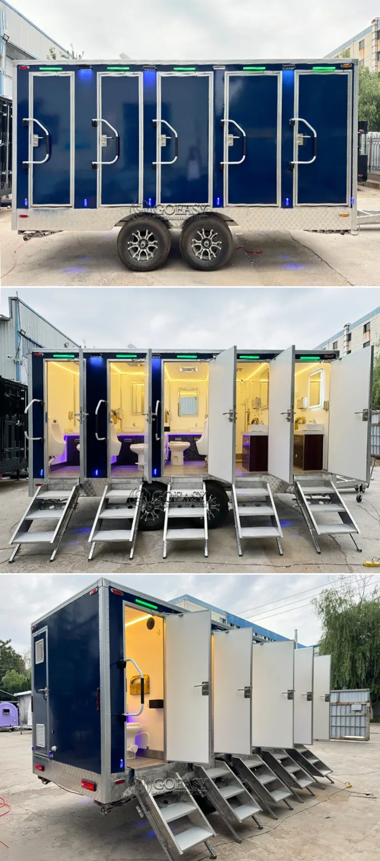 China Supply Bathroom Trailer Portable Restroom Luxury Mobile Western Style Toilet Trailer