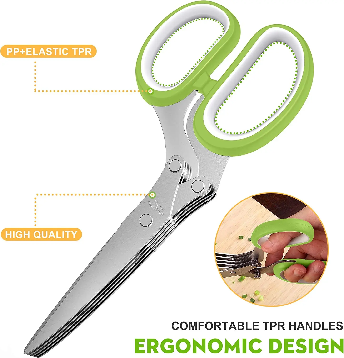 Herb Scissors With 5 Blades And Cover Kitchen Gadgets Cutter,Chopper
