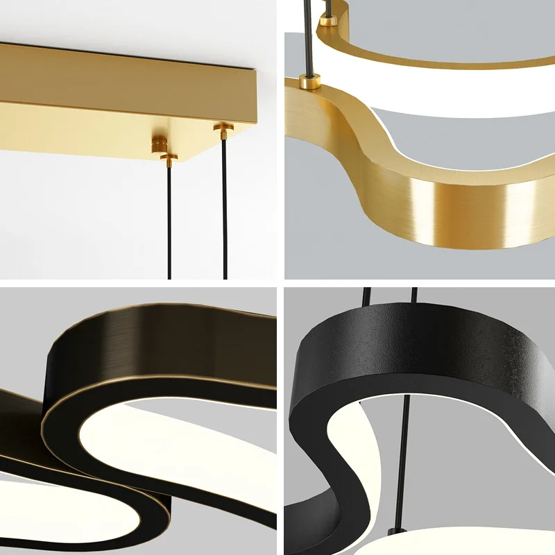 Circle personality combination luxury aluminum round gold acrylic ring lighting fashion creative chandelier for living room