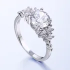 925 Silver Ring Silverrings SKA Wholesale 5A Grade Clear Round Cubic Zirconia 925 Silver Ring