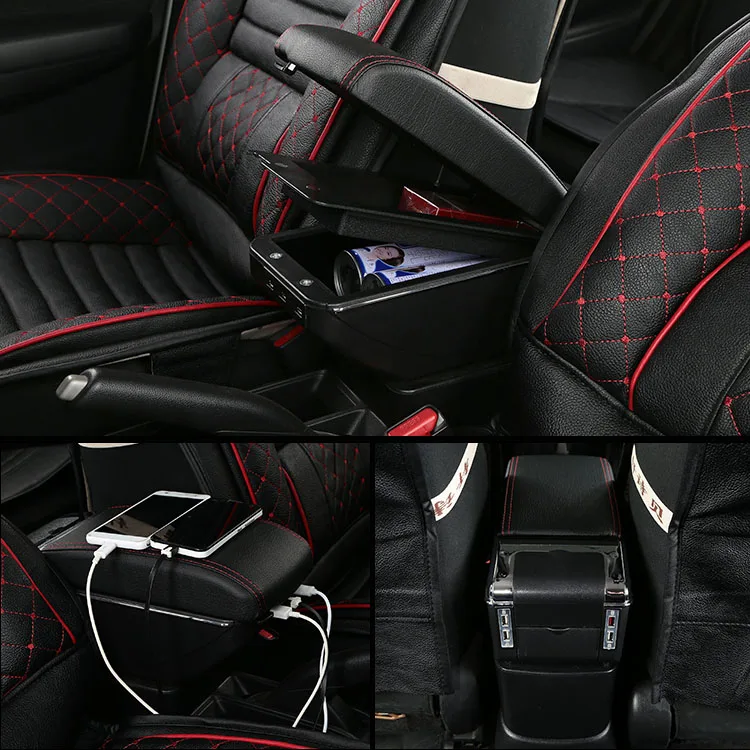product center console armrest box leather car interior parts auto center console armrest box with usb cup holder-6