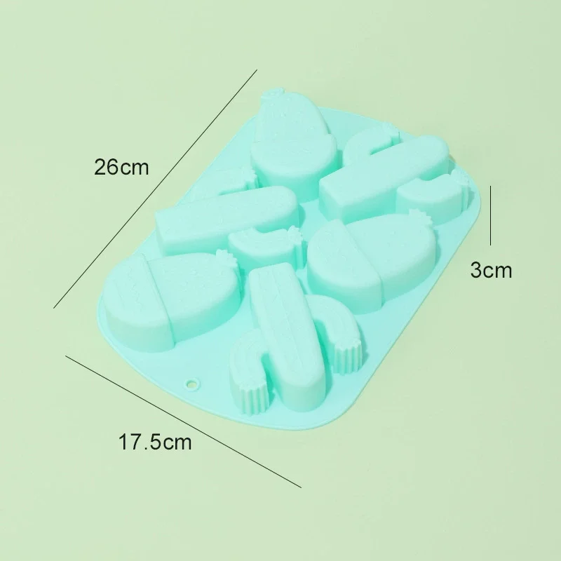 Eco Friendly rectangle cake candy Moulds Sustainable Stocked Silicone silicone mold 6 even cactus handmade soap mold