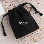 Packaging Earrings Original Canvas Black Cotton Drawstring Bag Gift Pouch Packaging Jewelry Earrings Bag