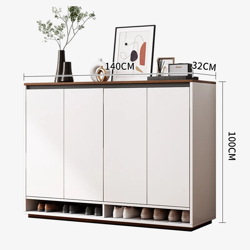 Fashion Simple Wooden White Gray Shoe storage Cabinet for Entryway with Doors and Hidden Compartment