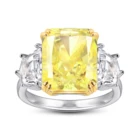 Gemstones Silver Silver Fashion Colorful Gemstones Silver Women Ring Princess Cut Yellow Sapphire Ring