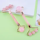 Pink Jade Pink Face Massage Tool Custom Logo Guasha Facial Roller Jade Stone Double Head Face Jade Roller