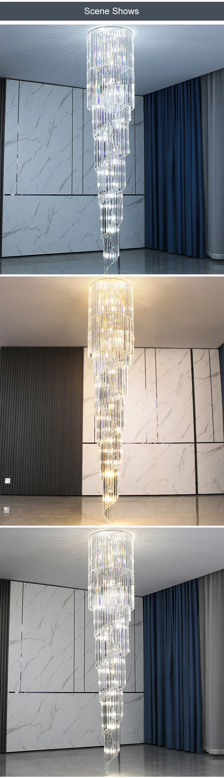 CPL-118 Graceful Style Residential Decoration Custom Hotel Lobby Villa Staircase Luxury Crystal Chandelier supplier