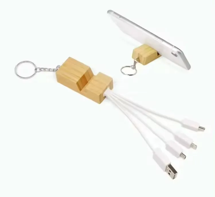 In Multi Charging Cord Portable Keychain Biodegradable Wheat Straw