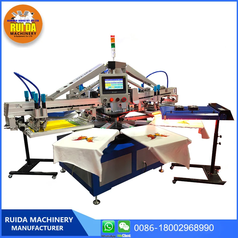 Ruida New Product 3 Color 8 Stations Automatic T Shirt Silk Screen