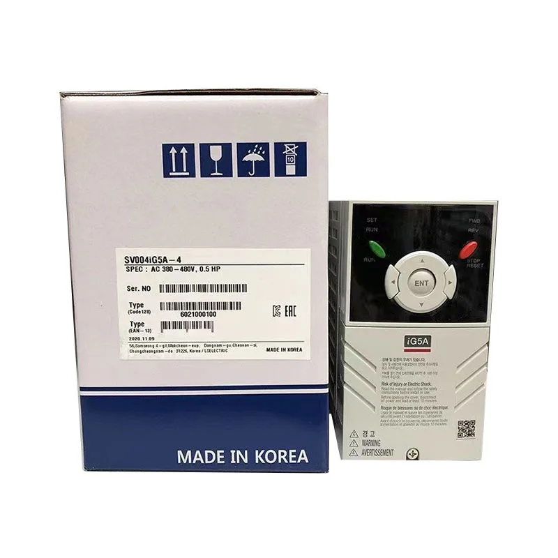 new original sv004ig5a 4 is ls ig5a series 04kw three phase inverter it features smooth speed regulation low noise operation and multiple protection functions compact size and simple parameter setting ideal for small machinery-1