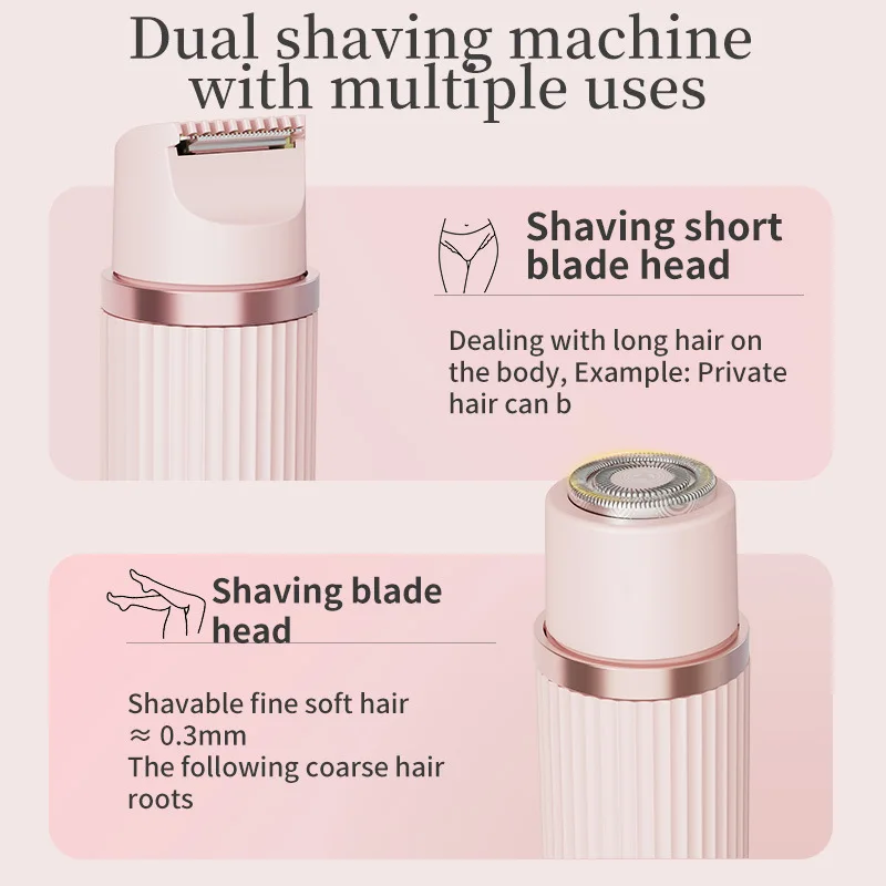 New 2 in 1 USB Rechargeable Women Shaver Painless Hair Trimmer Portable Waterproof Double Head Body Epilator