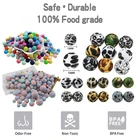 Leopard Beads Silicone Beads Wholesale 15mm Grade Leopard Printed BPA Free Food Grade Teething Silicone Beads