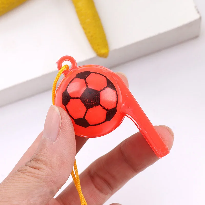 Plastic Whistles with Lanyard Soccer Pattern for  Sports Training School Camping Soccer Party Favors Plastic Whistles