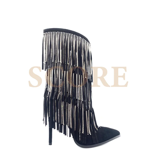 rhinestone heel booties