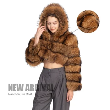 2022 Custom Luxury Ladies Fur Coats Cropped Raccoon Fur Coat Winter Real Fox Fur Coat Women