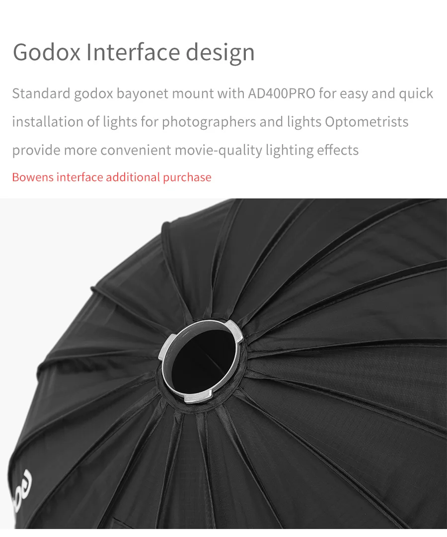 Godox AD-S85S 85cm Silver Deep Parabolic Softbox with Honeycomb Grid Godox  Mount Softbox for AD400PRO