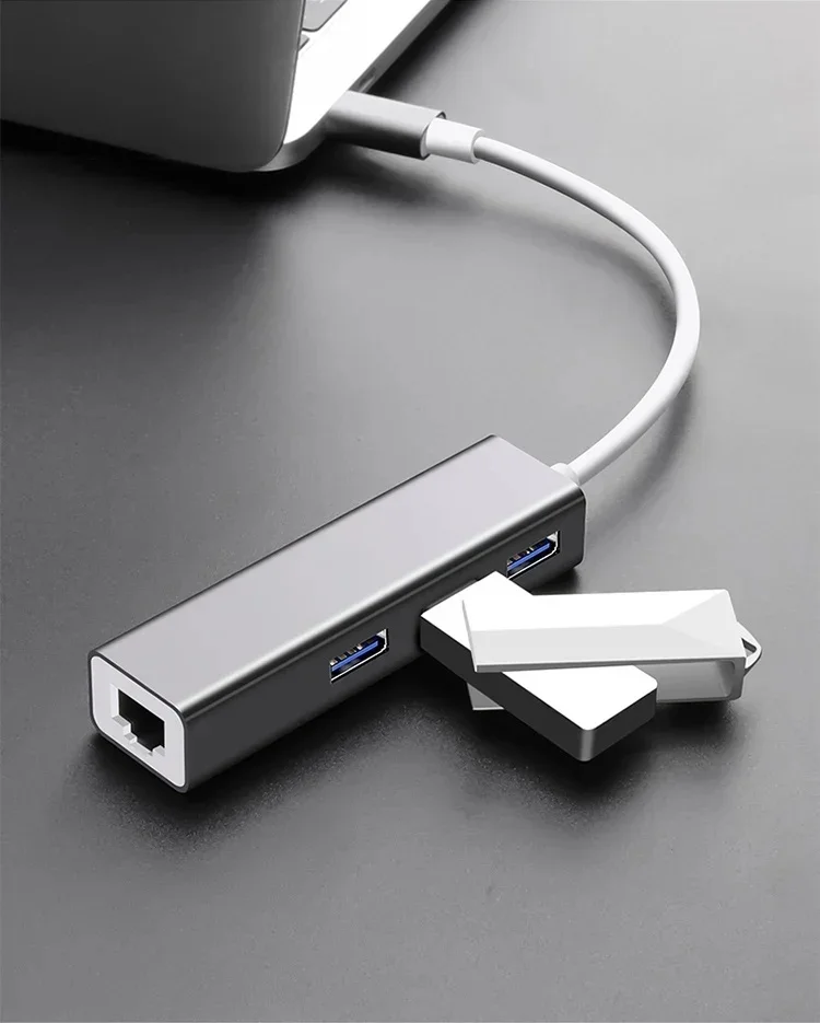 4 in 1 Gigabit Ethernet USB C Hub Mini Size USB 3.0 to RJ45 Adapter USB C Dock for MacBook Air Pro PC HUB