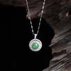 Ring Necklaces Silver Longquan Celadon Gem Outer Ring Elegant Retro High Quality Pure Silver Lady Necklace