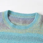 Knit Custom Ladies Sweater Crew Collar Long Sleeve Loose Colored Striped Women Wool Knit Sweater