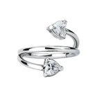 Jewelry Toposh 316L Stainless Steel Double Heart Segment With Clear CZ Cartilage Jewelry Earring Jewelry