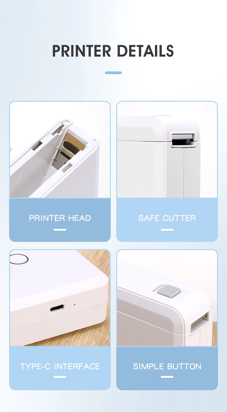 NIIMBOT portable label printer bluetooth mobile sticker maker with type-c mini printer support android IOS