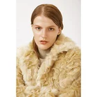 Coat Top Selling Elegant 100% Polyester Winter Clothing Invisible Hook Button Ivory Women's Longsleeve Fur Coat