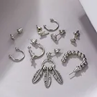 Earring Shape Gothic Earring Set Lighting Leather Heart Shape Hip-hop Stud Hook Earring Clip For Girl