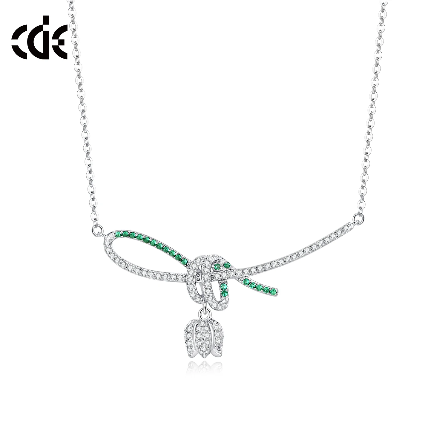 CDE YN1039 Fine Jewelry 925S Silver Women Necklace The Spring Bells Collection With 5A Zirconia Rhoduim Plated Pendant Necklace